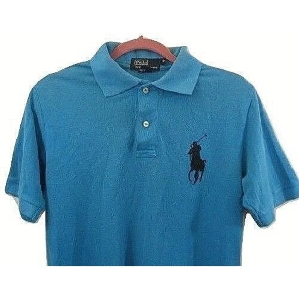 Polo Ralph Lauren Big Pony Polo Shirt Blue Black Black Embroidered Logo M